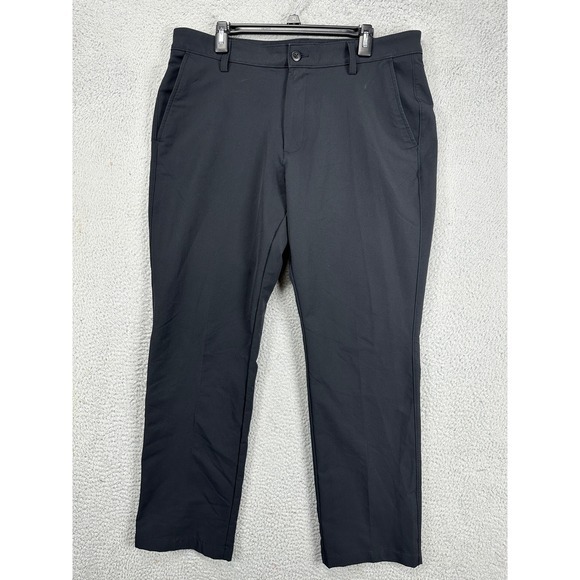Under Armour Golf Chino‎ Pants Mens 38X32 Black Flat Front Straight Fit Pockets - Picture 1 of 8